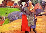 Peasants Canvas Paintings - Two Breton Peasants on the Road